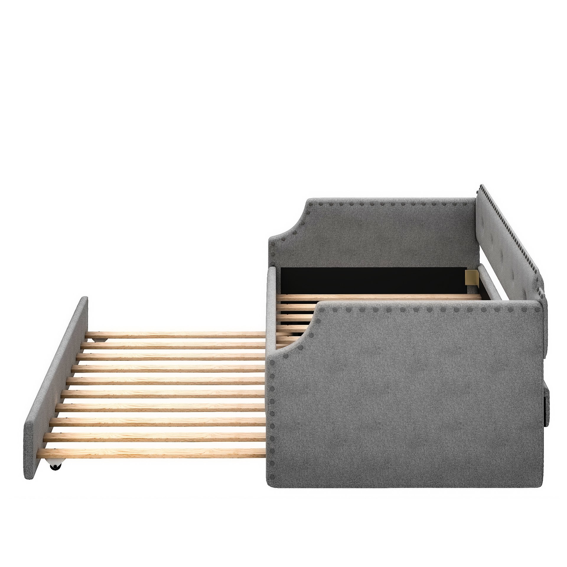 Upholstered Daybed With Trundle, Twin, Slat Support - Gray - Image 15
