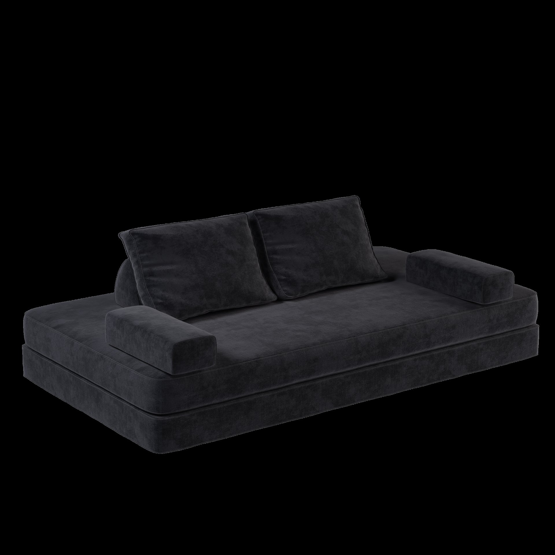Multifunctional Convertible Sofa Bed With 2 Tumbler Backrests And 2 Pillows, Diy Modern Upholstered Couch - Dark Gray - Image 16
