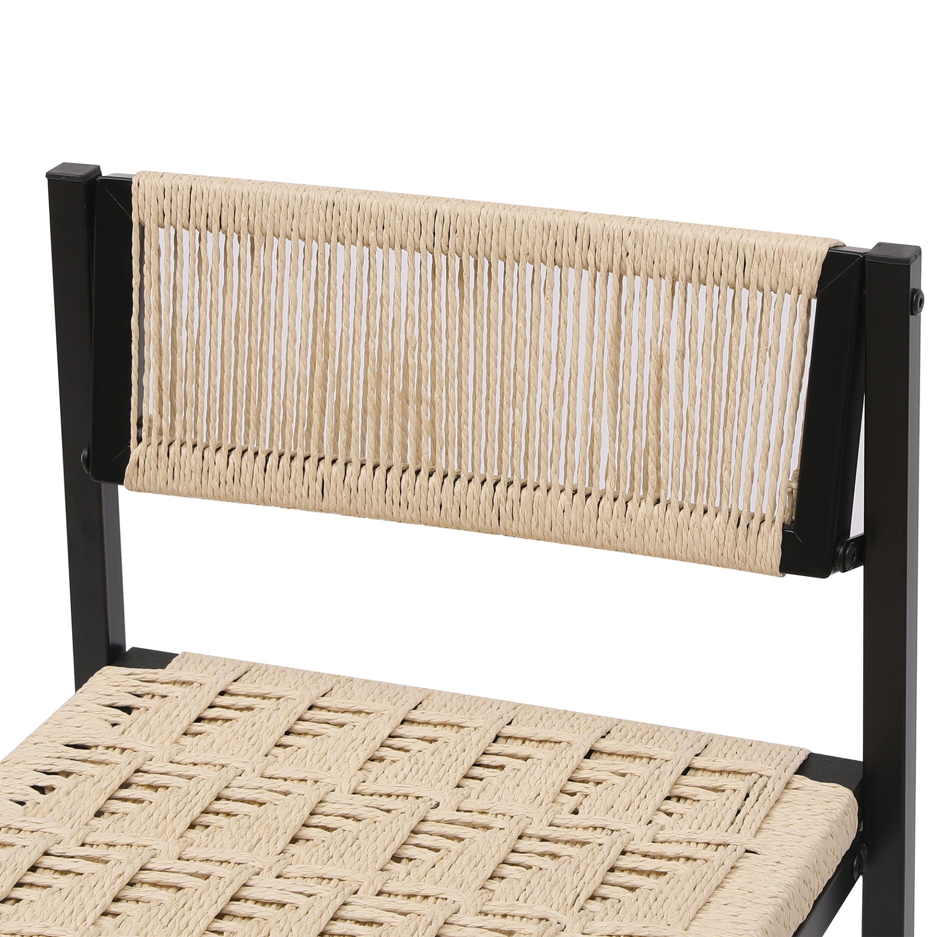 Style B, Woven Bar Stools With Backrest, Paper Rope Weave Dining Chairs For Kitchen Island - Creamy White - Image 14