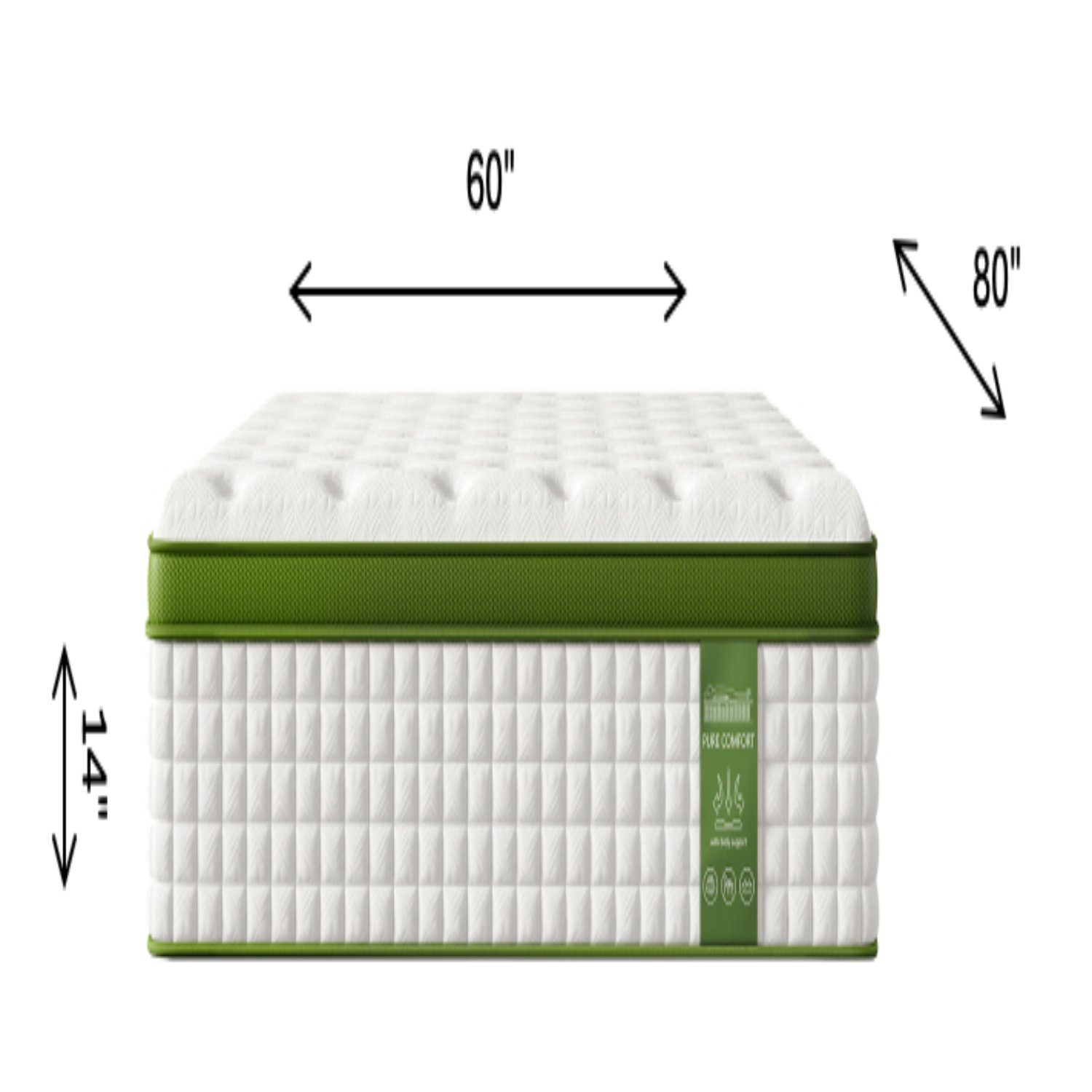 14" Queen Hybrid Mattress With Gel Memory Foam And Pocket Springs - Green - Image 3