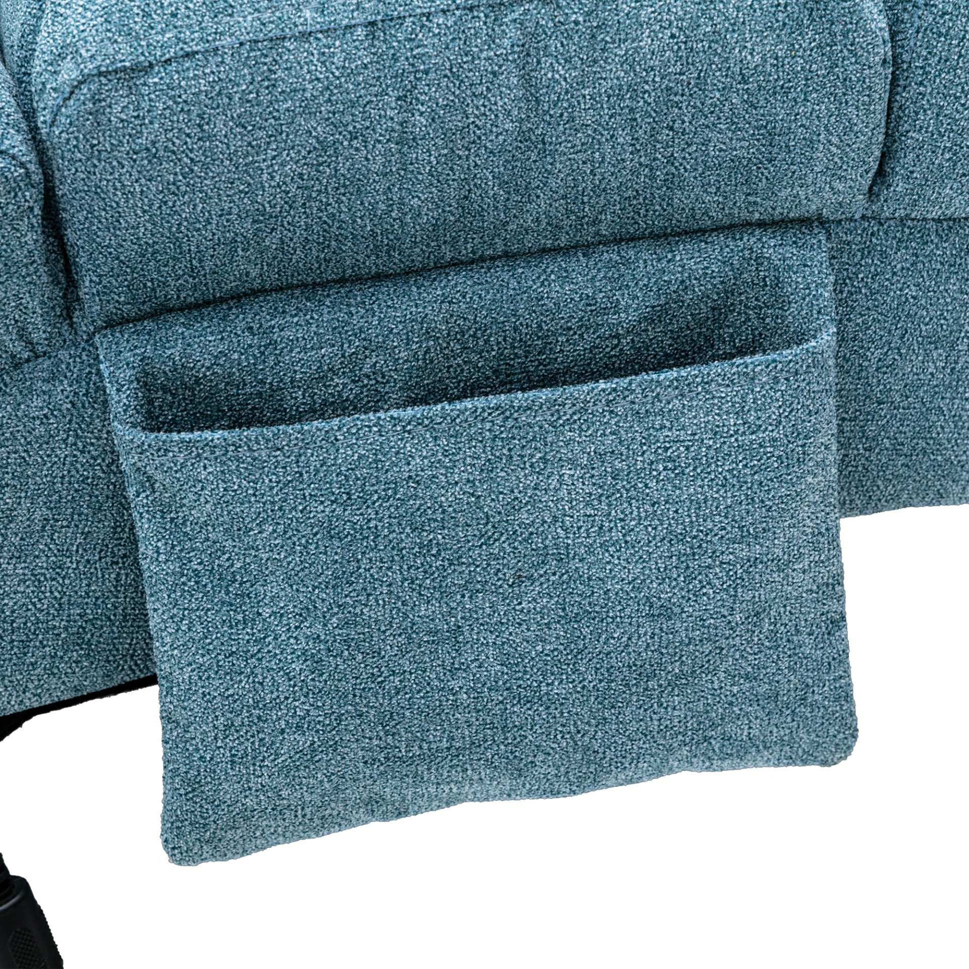 Ergonomic Linen Massage Chaise Lounge With Remote Control, 5 Modes - Blue - Image 23