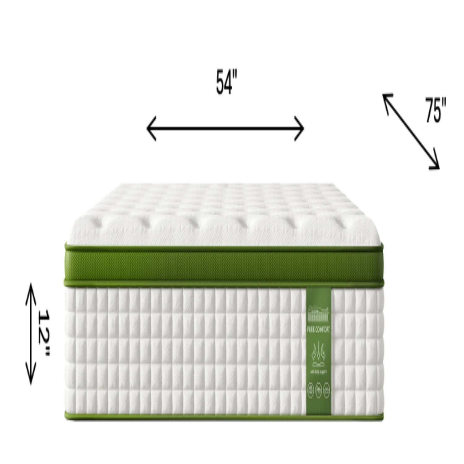 12" Full Size Hybrid Mattress With Gel Memory Foam & Pocket Springs - Green - Image 3