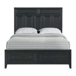King Storage Bed With Panel Headboard And Spacious Footboard Drawers - Black