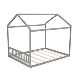 Queen Size House Bed With Headboard - Gray