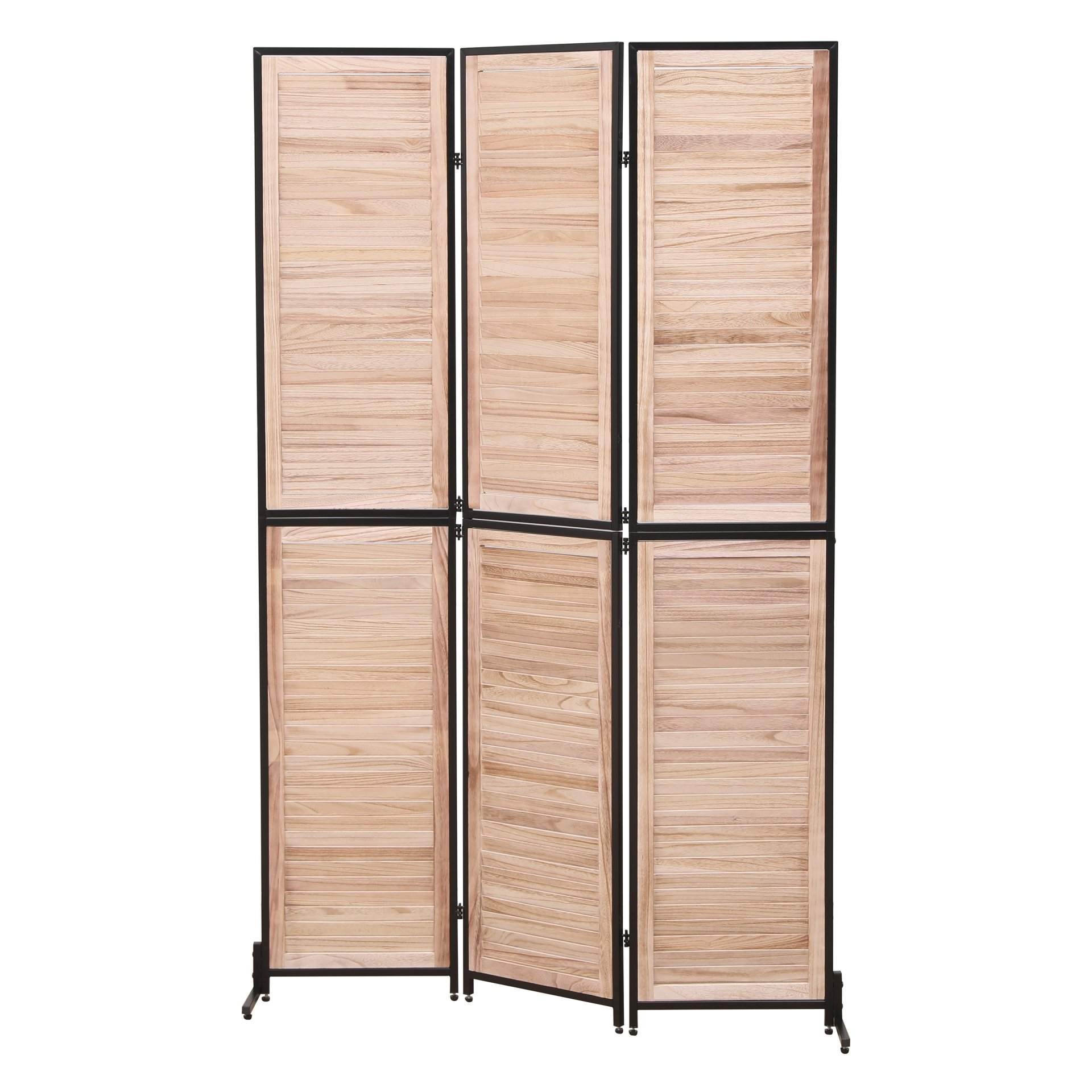 Rustic 3 Panel Room Dividers And Folding Privacy Screen Wooden Room Partitions 6Ft Wall Divider - Natural - Image 8