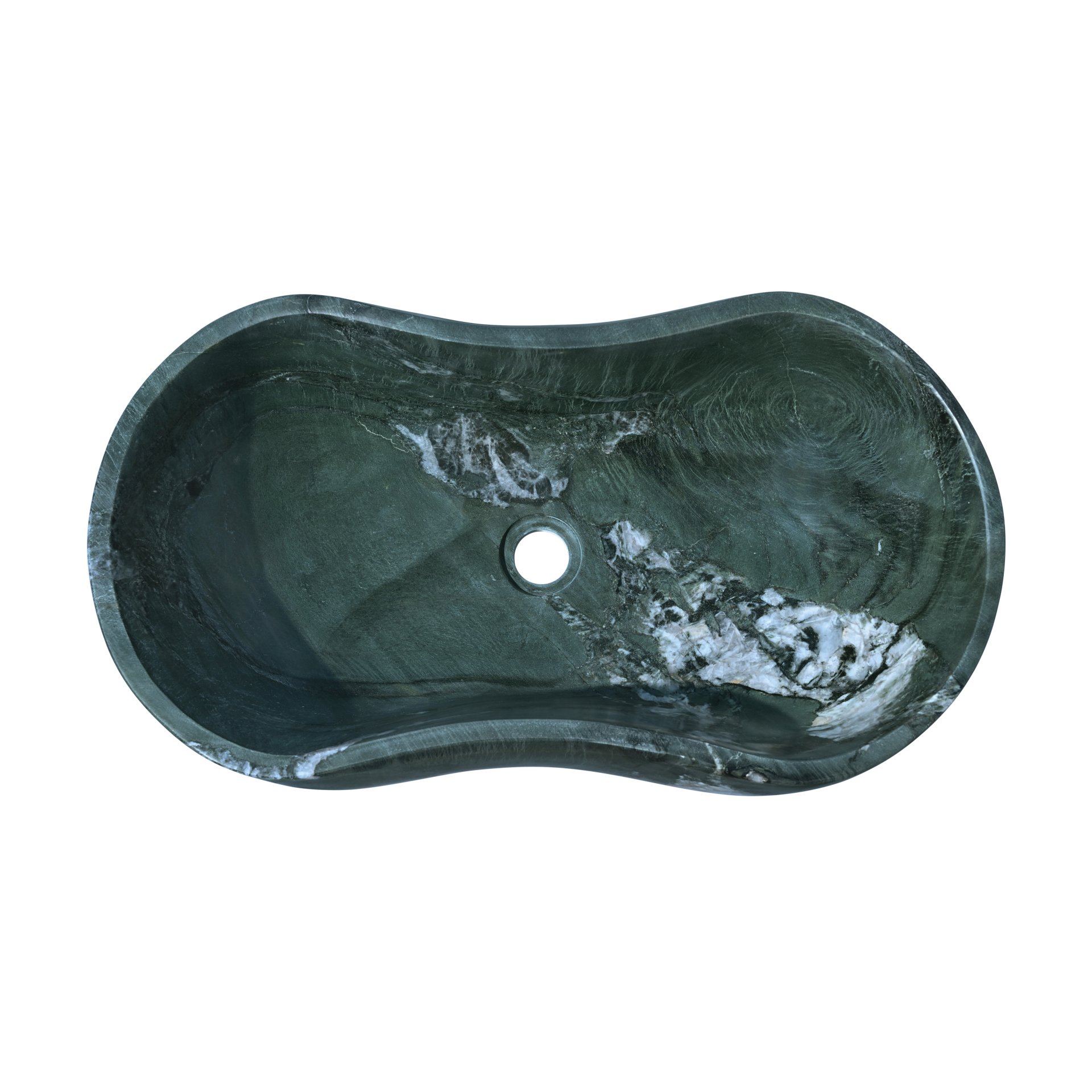 Bathroom Vessel Sink, Wavy Design, Semi Polished Surface - Green - Image 12
