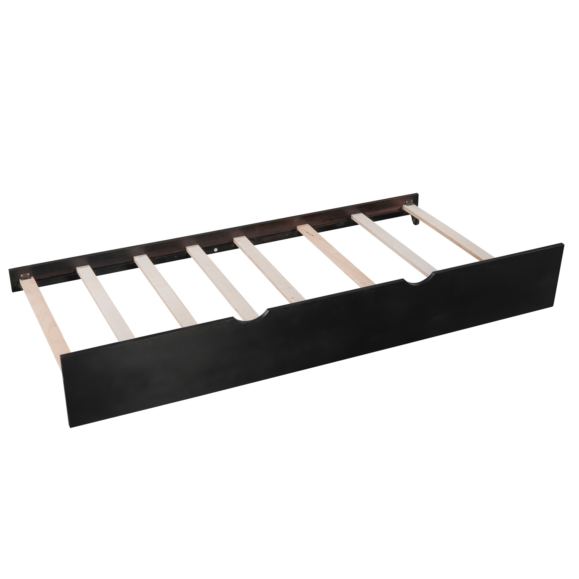 L-Shaped Platform Bed With Trundle And Drawers Linked With Built In Desk, Twin - Espresso - Image 15
