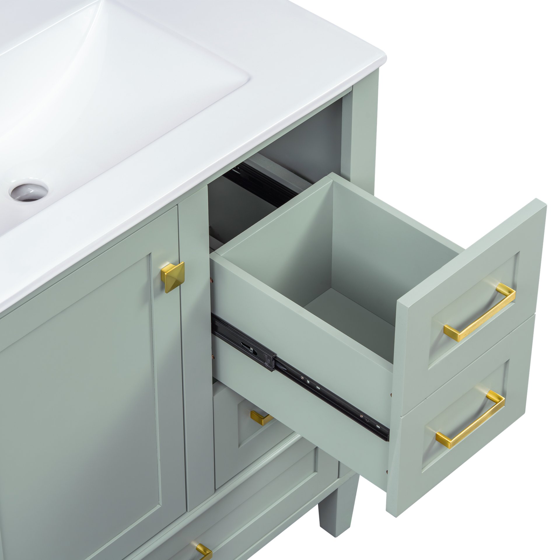 30" Bathroom Vanity Set With Sink, Featuring Soft Close Doors, And 3 Drawer Design - Sage Green - Image 19