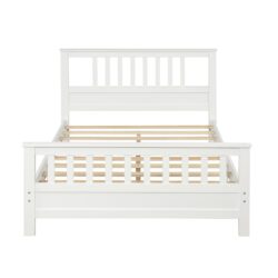 Platform Bed With Paneled Headboard And Footboard, Full Size - White