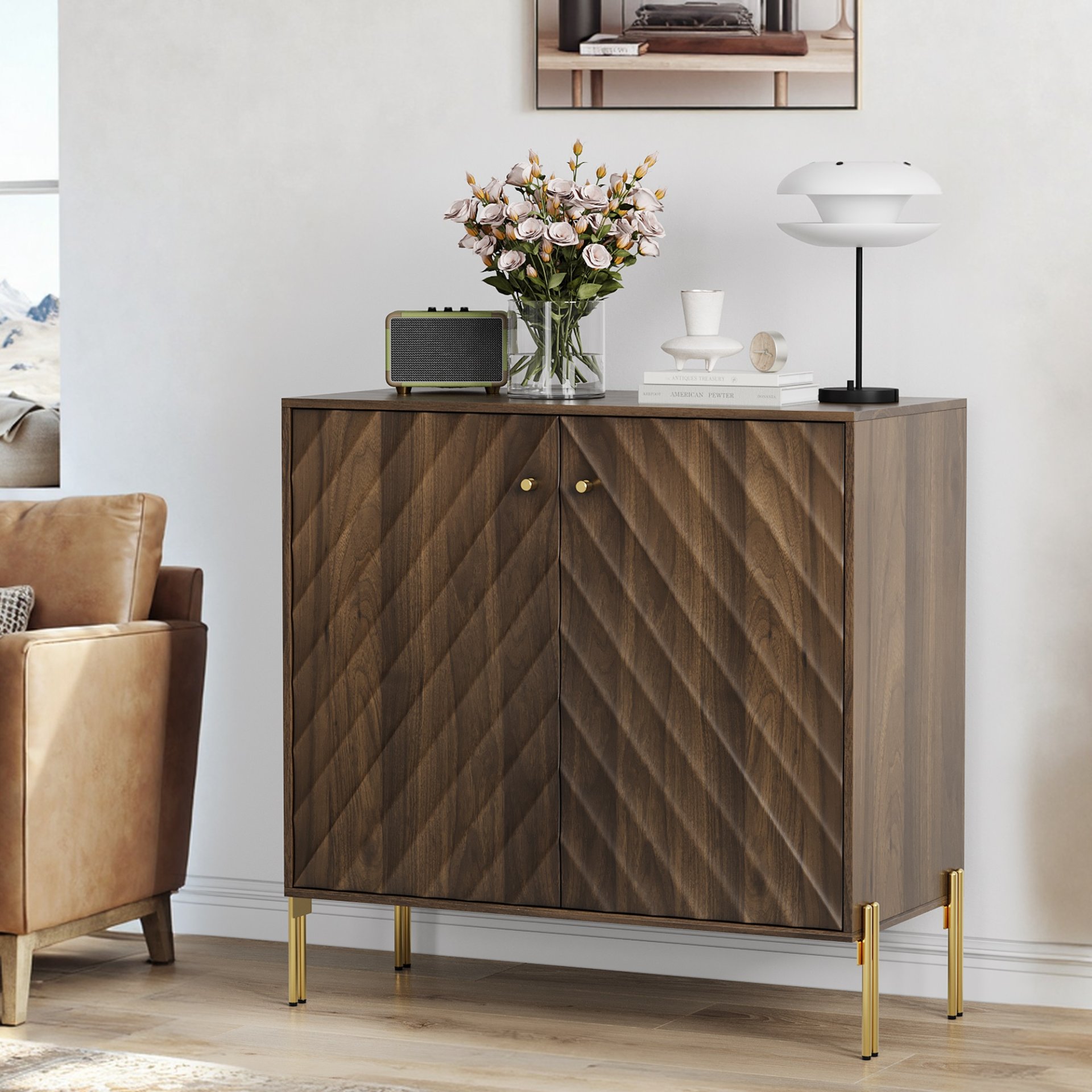 Sideboard Buffet With Storage For Living Room - Walnut - Image 4