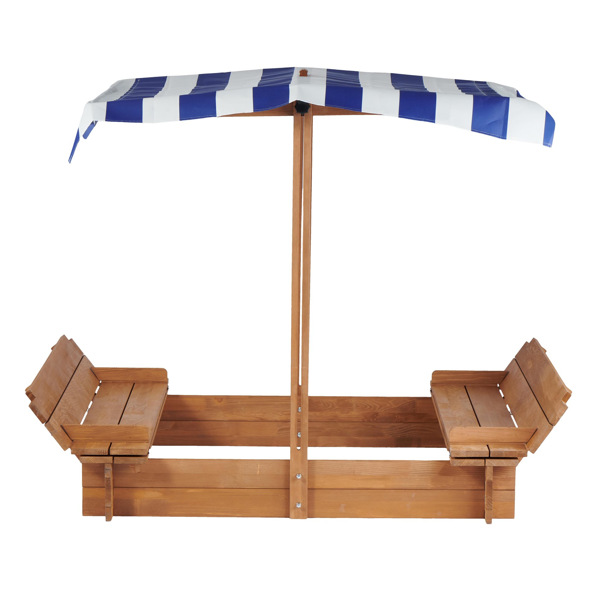 Kids Sandbox With Adjustable Cover, Sand Box With 2 Foldable Bench Seats, Outdoor Sandpit For Backyard Play - Light Brown - Image 15