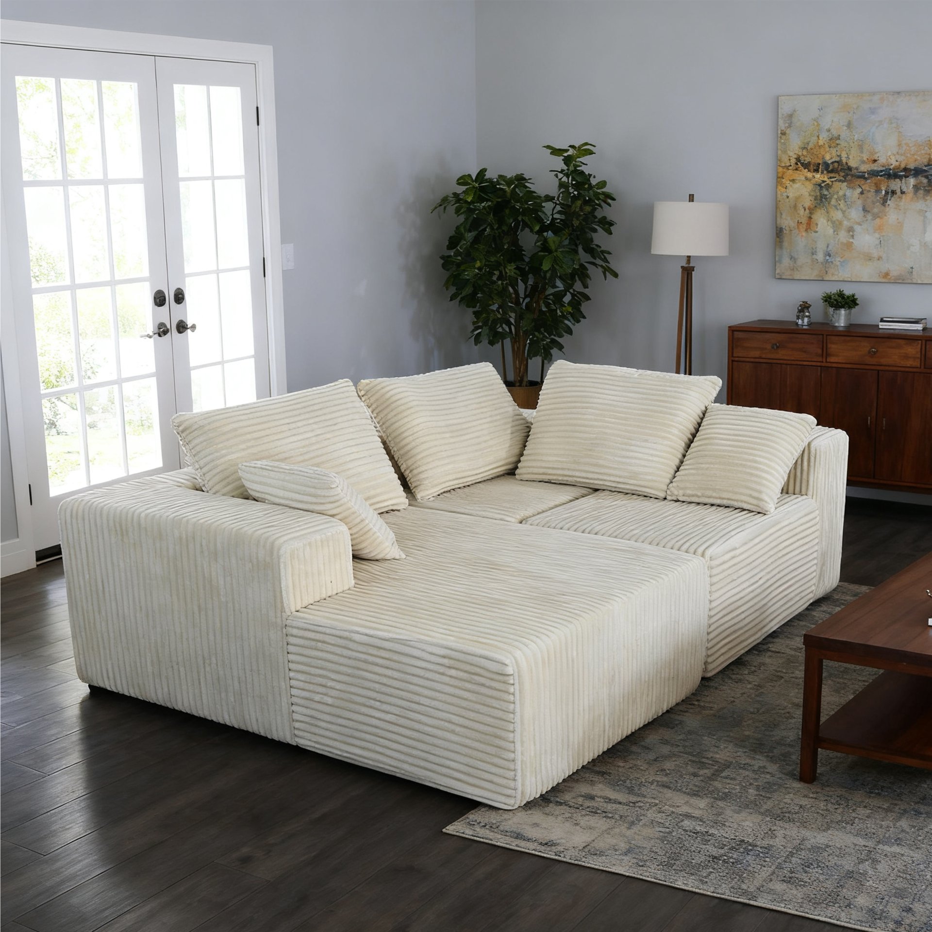 Corner Combination Sofa Sectional Couch, Modular Design For Flexible Living Spaces - Beige - Image 21