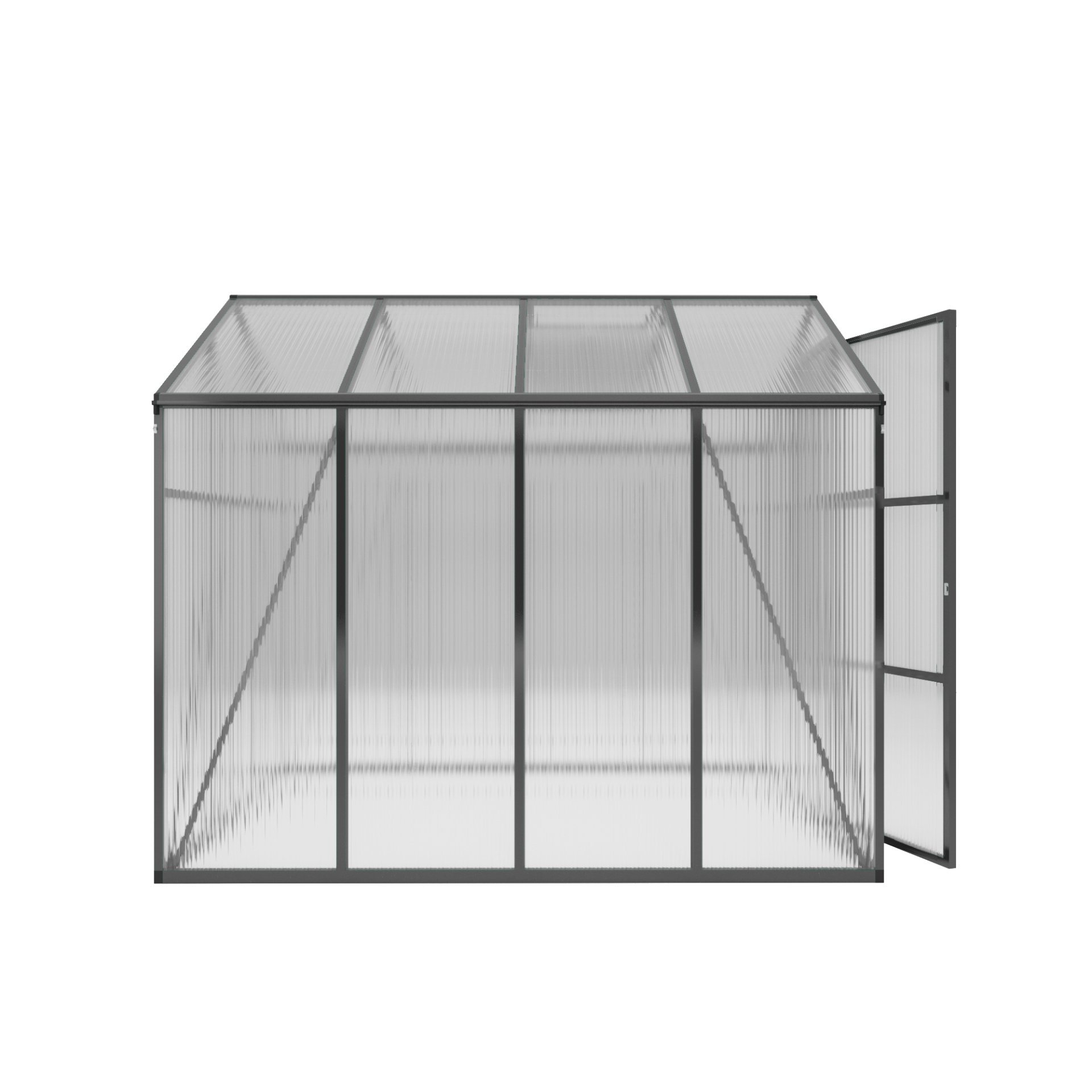 Gain Height Windproof Greenhouse 6 X 8 Ft Polycarbonate With Raised Base And Anchor Alloy Frame, All Season Outdoor Garden Shelter - Black - Image 9