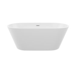 Gloss Freestanding Bathtub, Overflow And Pop Up Drain, Stand Alone Soaking Tub - Glossy White