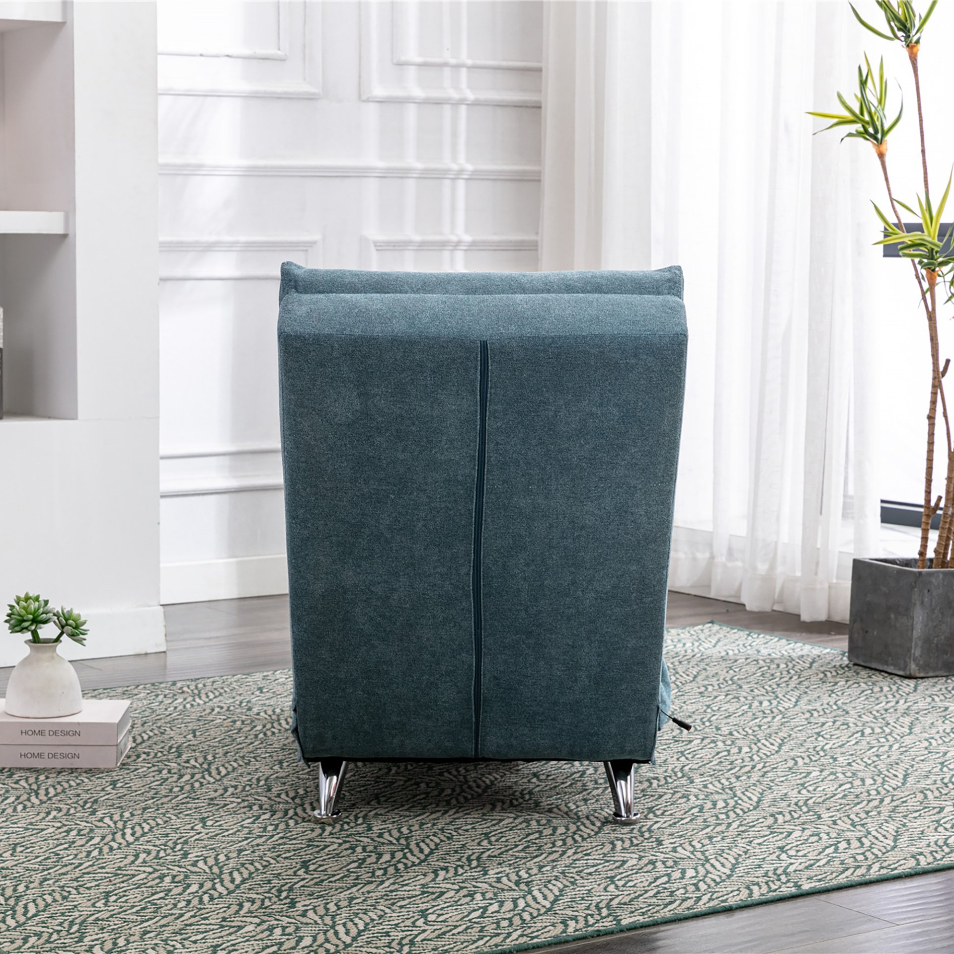 Ergonomic Linen Massage Chaise Lounge With Remote Control, 5 Modes - Blue - Image 8