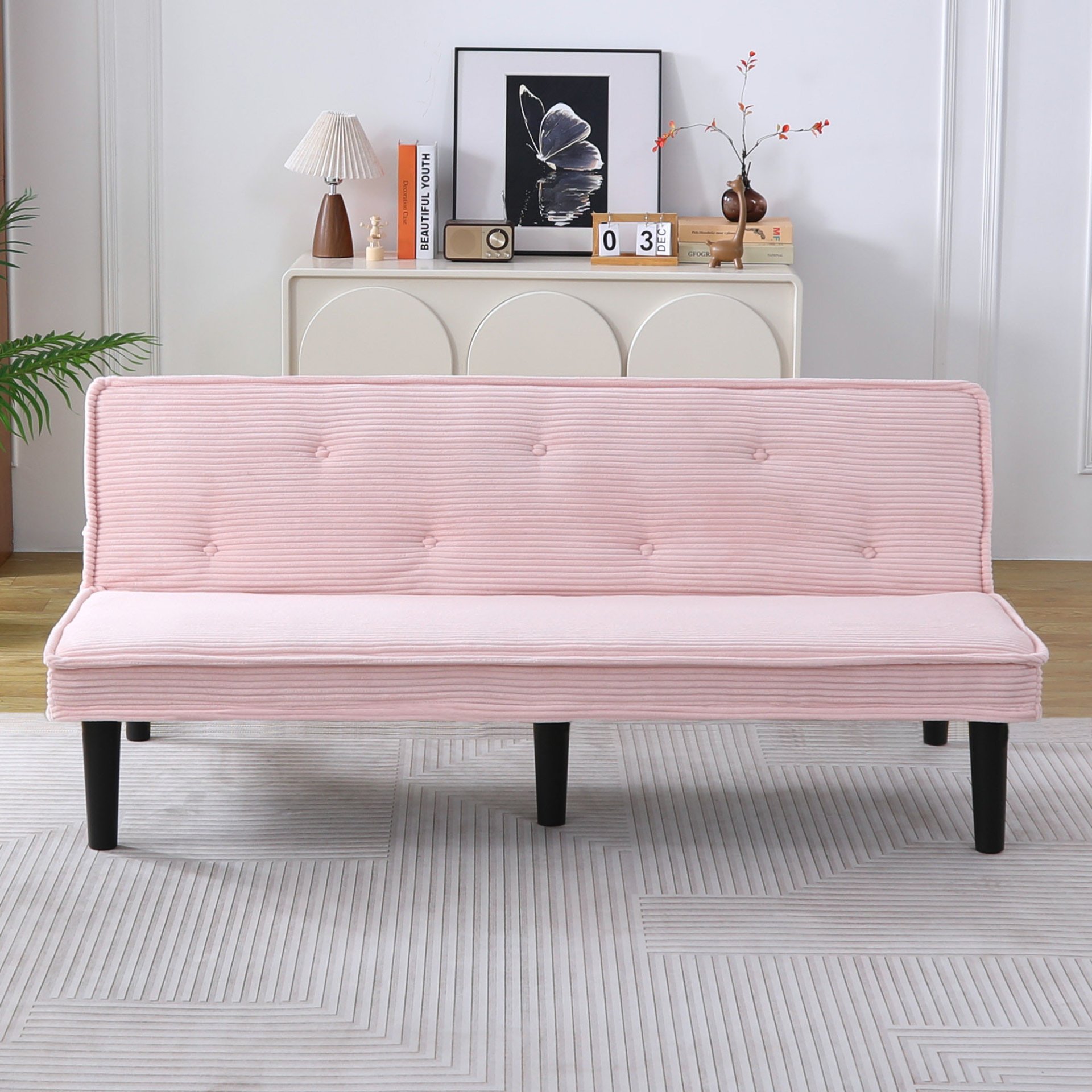 Modern Sofa Bed - Black / Beige / Pink - Image 2