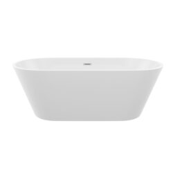 Gloss Freestanding Bathtub With Overflow And Pop Up Drain, Stand Alone Soaking Tub For Master Bathrooms - Glossy White