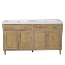 Bathroom Vanity With Double Sink, Large Storage Space - Wood