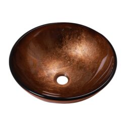 Artistic Vessel Bathroom Sink With Pop Up Drain - Brown