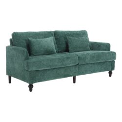 Mid Century Modern Chenille Fabric Loveseat Sofa, 2 Seat Upholstered Couch With Wood Feet - Emerald