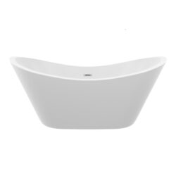 Glossy Freestanding Bathtub With Overflow & Pop Up Drain, Double Slipper Design, Deep Soaking Comfort - Glossy White