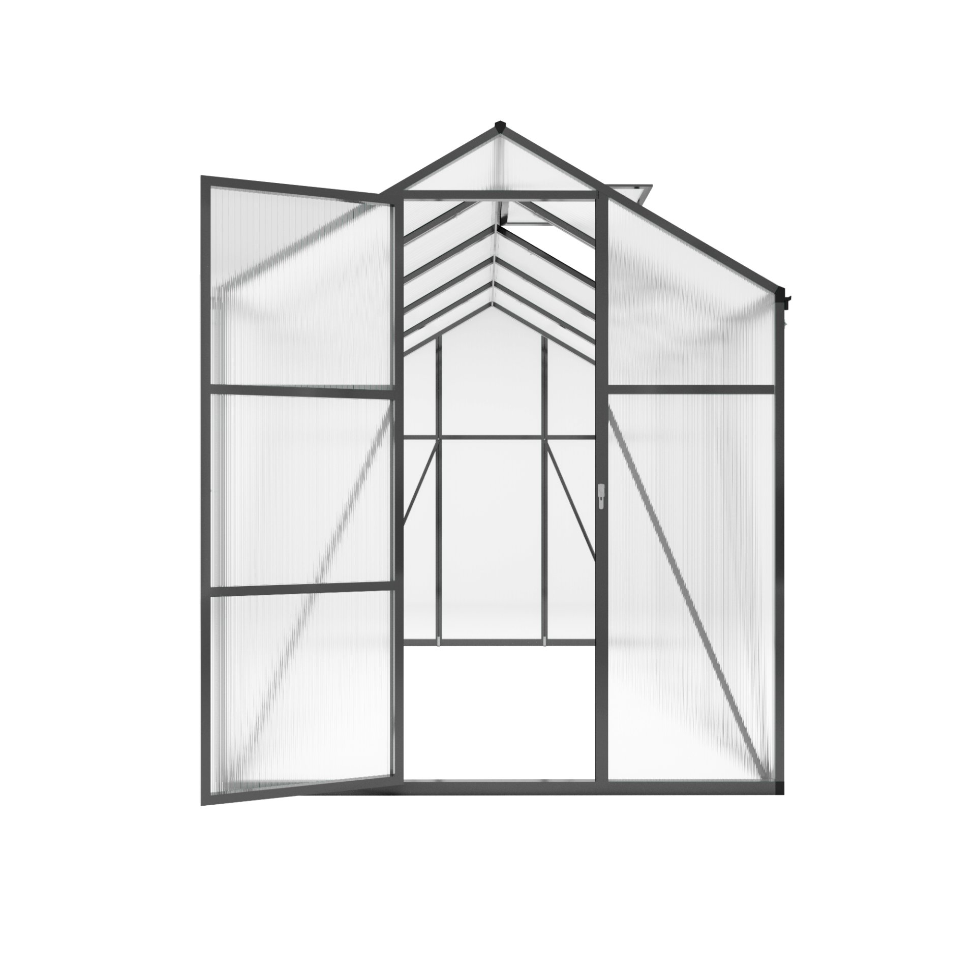 Gain Height Windproof Greenhouse 6 X 10 Ft Polycarbonate With Raised Base And Anchor Alloy Frame, All Season Outdoor Garden Structure - Black - Image 10