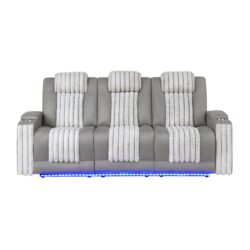 Duran - 2 Piece Power Reclining Sofa And Loveseat, LED Light, USB, And Bluetooth Speaker - Gray