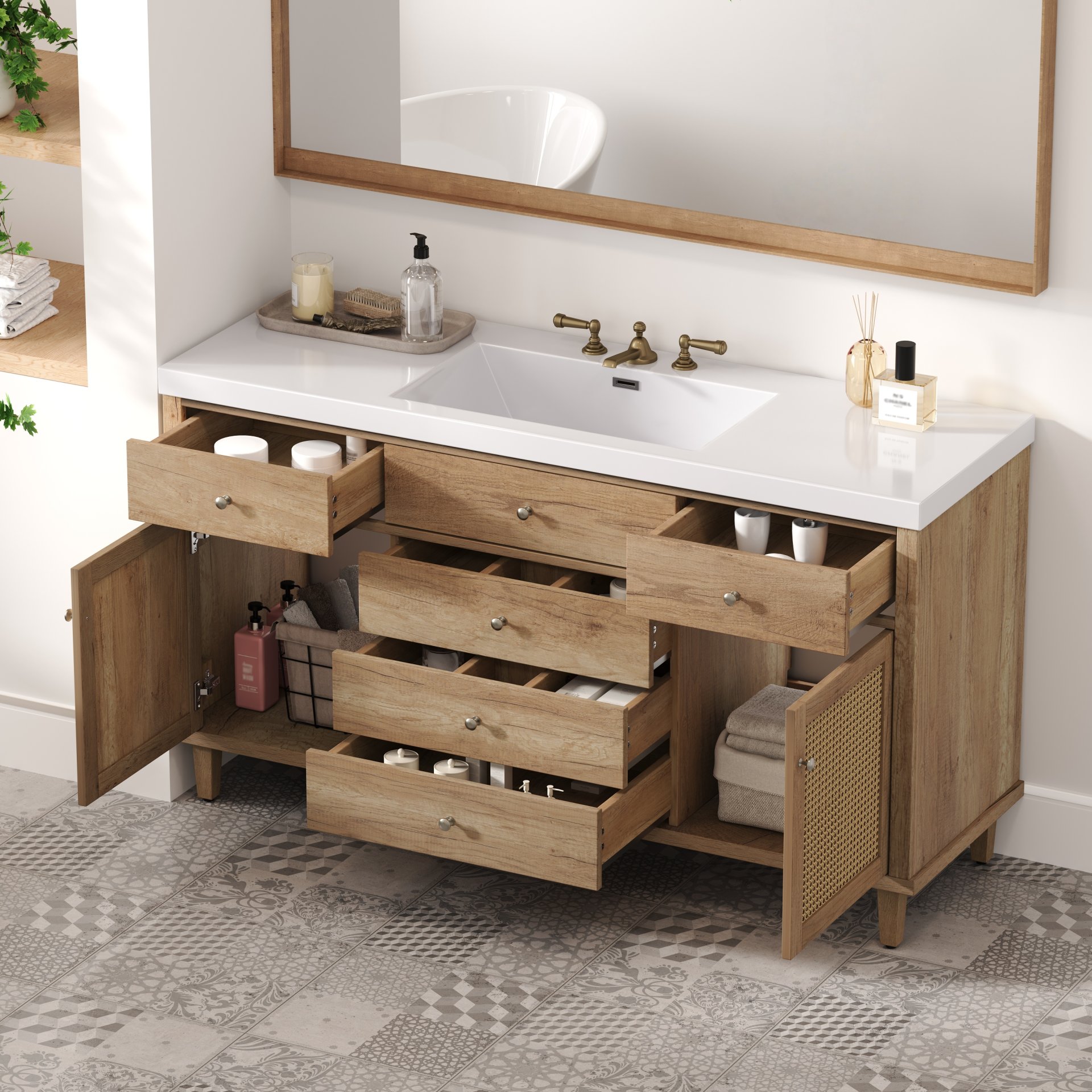 Bathroom Vanity With Sink, Soft Close Drawers - Antique Natural - Image 5