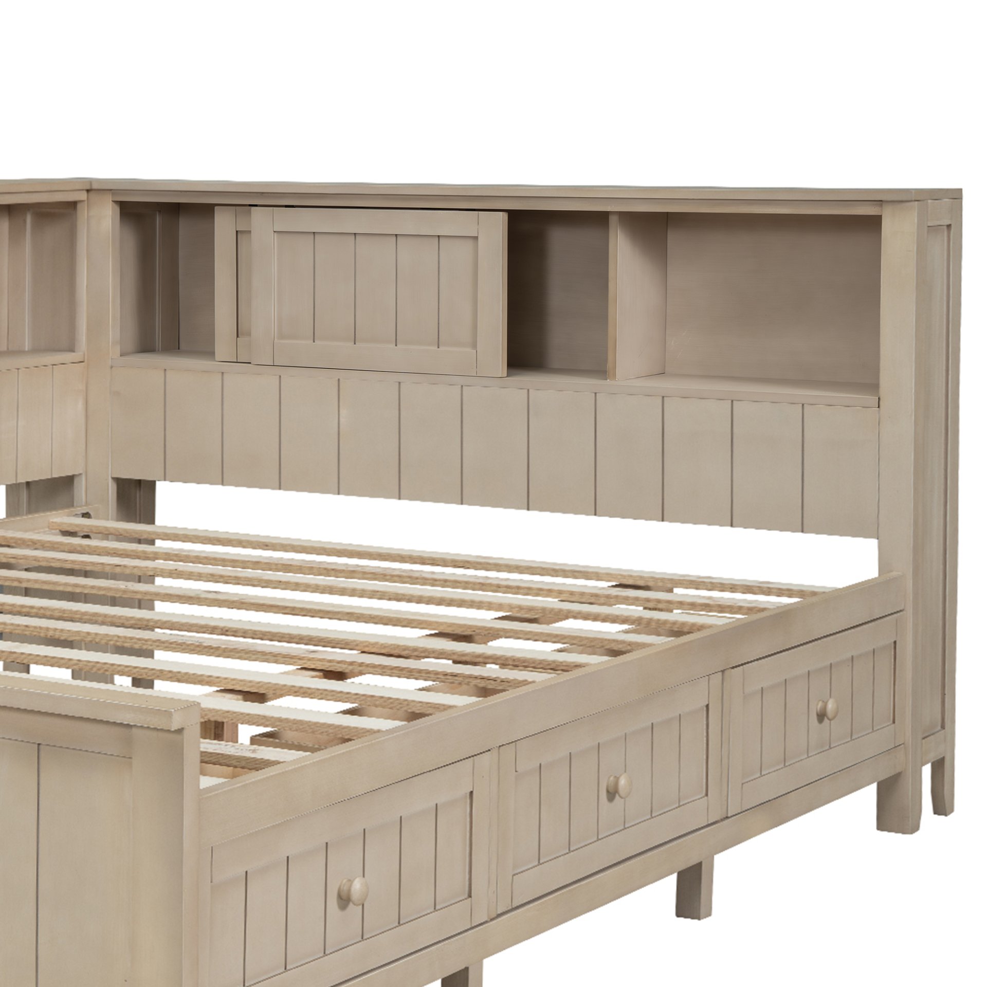 Full Size Daybed With Storage Shelves And 3 Drawers - Antique White - Image 10