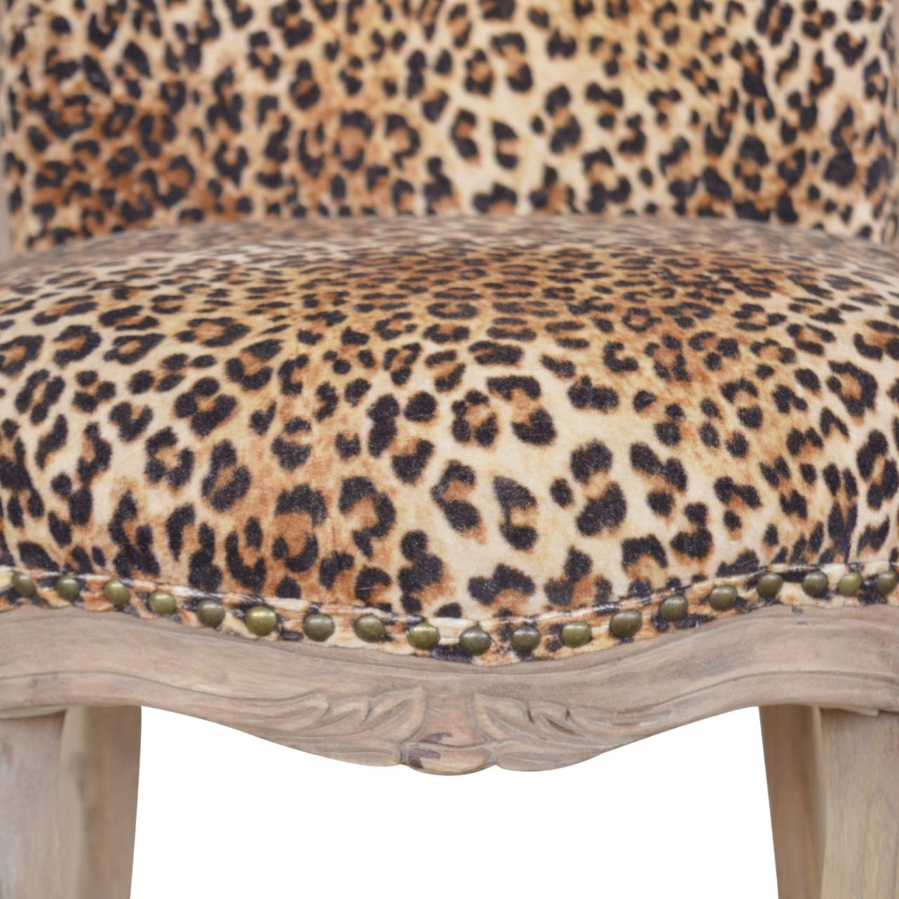 Leopard Print Studded Chair - Brown - Image 3