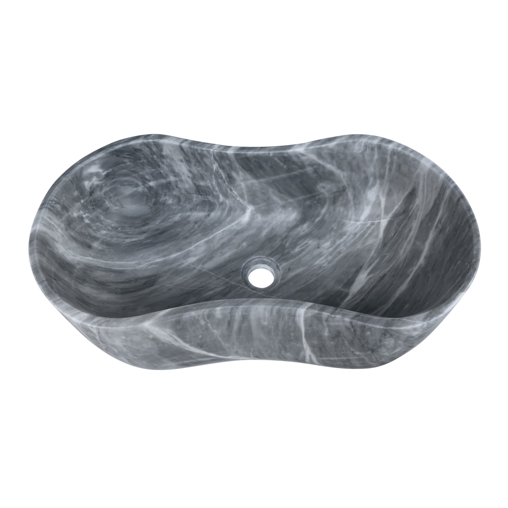 Bathroom Vessel Sink, Wavy Design, Semi Polished Surface - Gray - Image 8