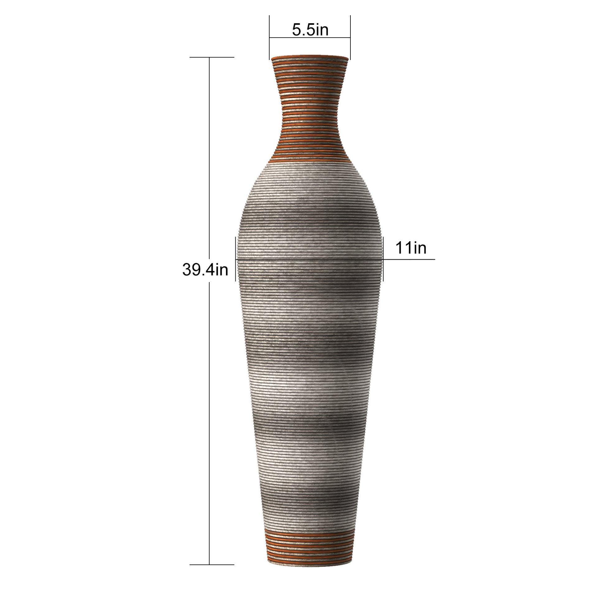 Tall Vase - Brown Decorative Floor Vase, Classic Neat Floor Vase Tall Freestanding Flower Holder, Artificial Rattan Vase, Floor Vase, Flower Holder For Home Decor - Gray - Image 3