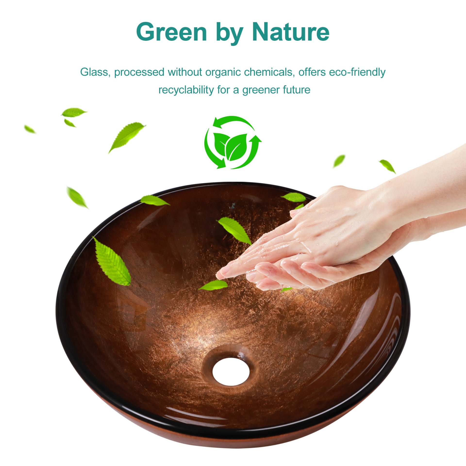 Artistic Vessel Bathroom Sink With Pop Up Drain - Brown - Image 4