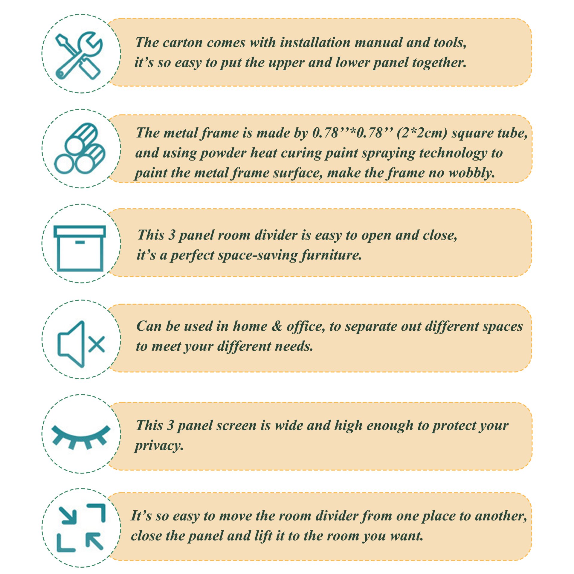 Rustic 3 Panel Room Dividers And Folding Privacy Screen Wooden Room Partitions 6Ft Wall Divider - Natural - Image 2