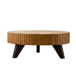 Round Retro Coffee Table For Living Room Decor And Daily Use - Natural