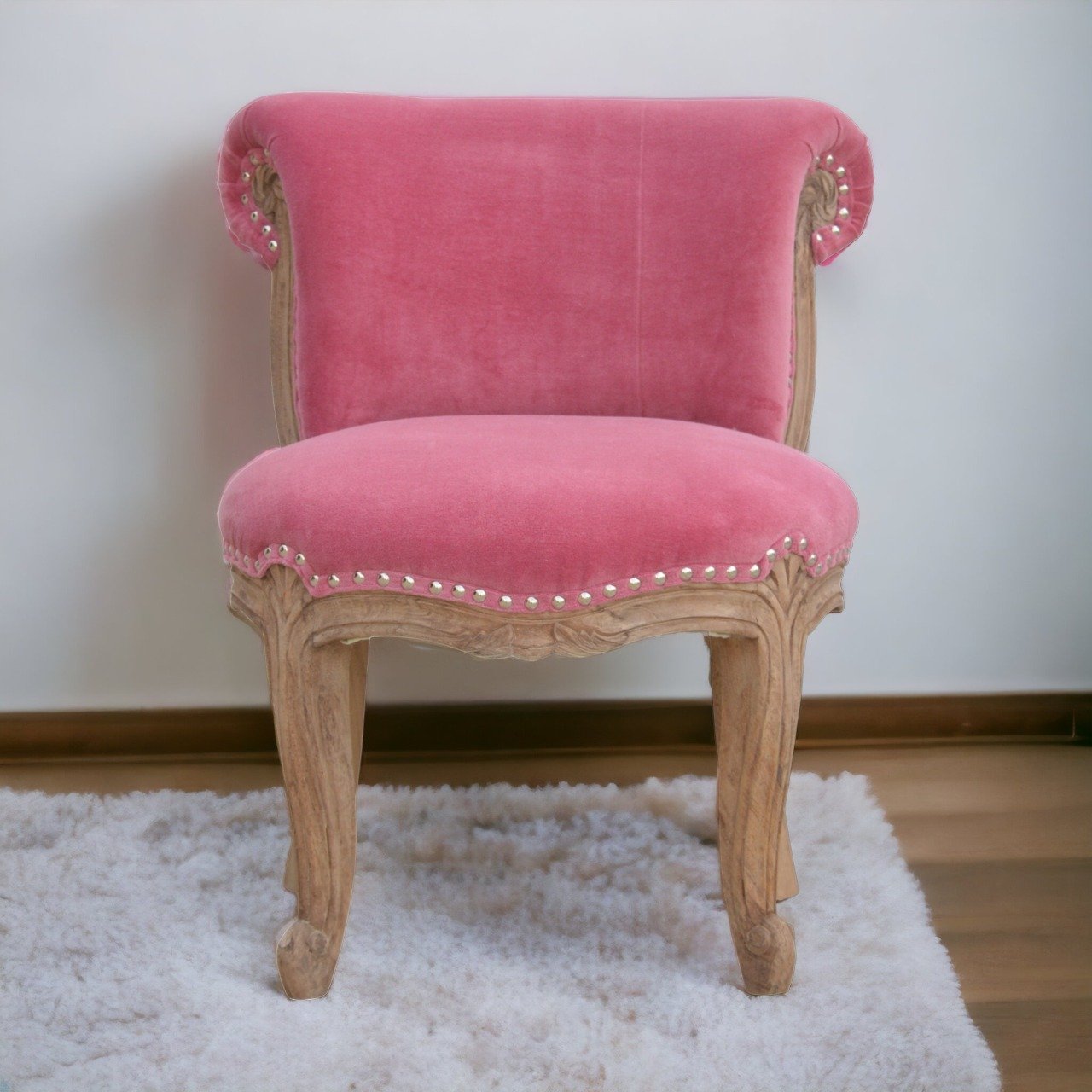 Velvet Studded Chair - Pink - Image 9