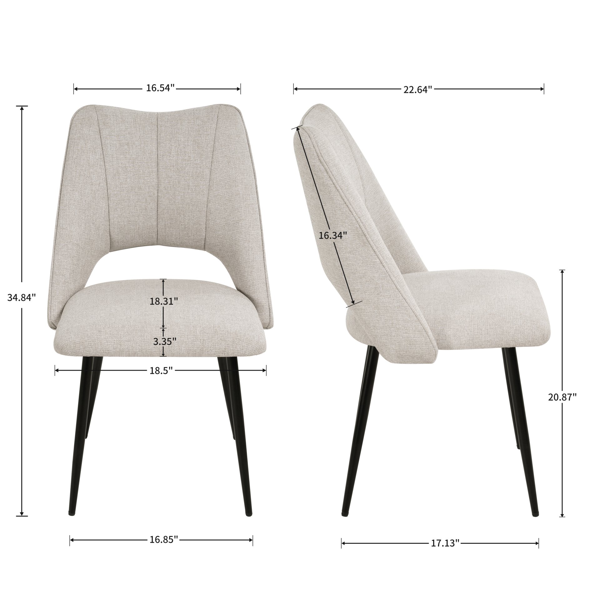 Chair With High Resilience Filling, Adjustable Feet For Kitchens (Set of 4) - Beige - Image 3
