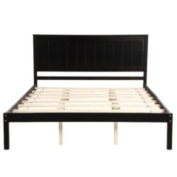 Platform Bed Frame With Headboard, Slat Support, No Box Spring Needed, Queen - Espresso