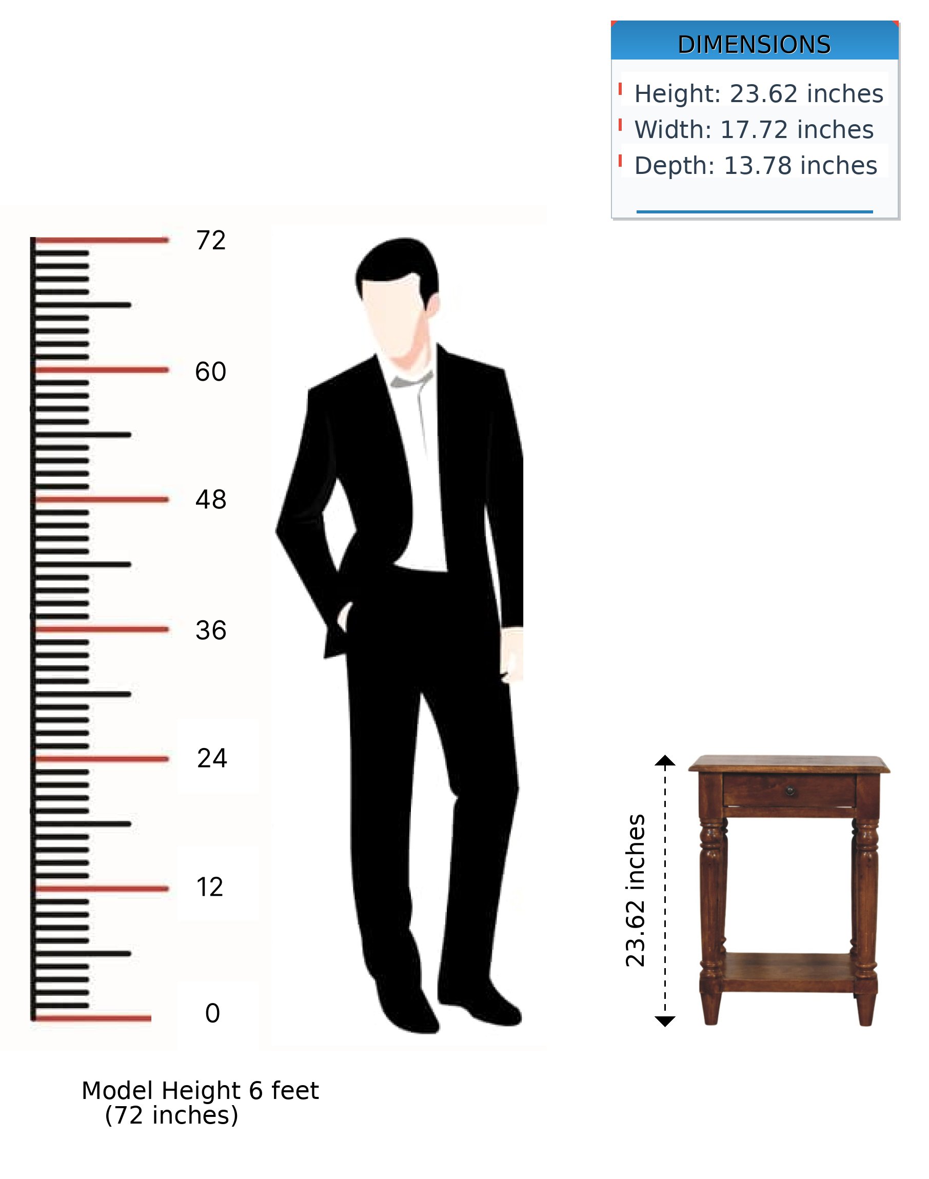 Turned Legs 1 Drawer Side Table - Brown - Image 12