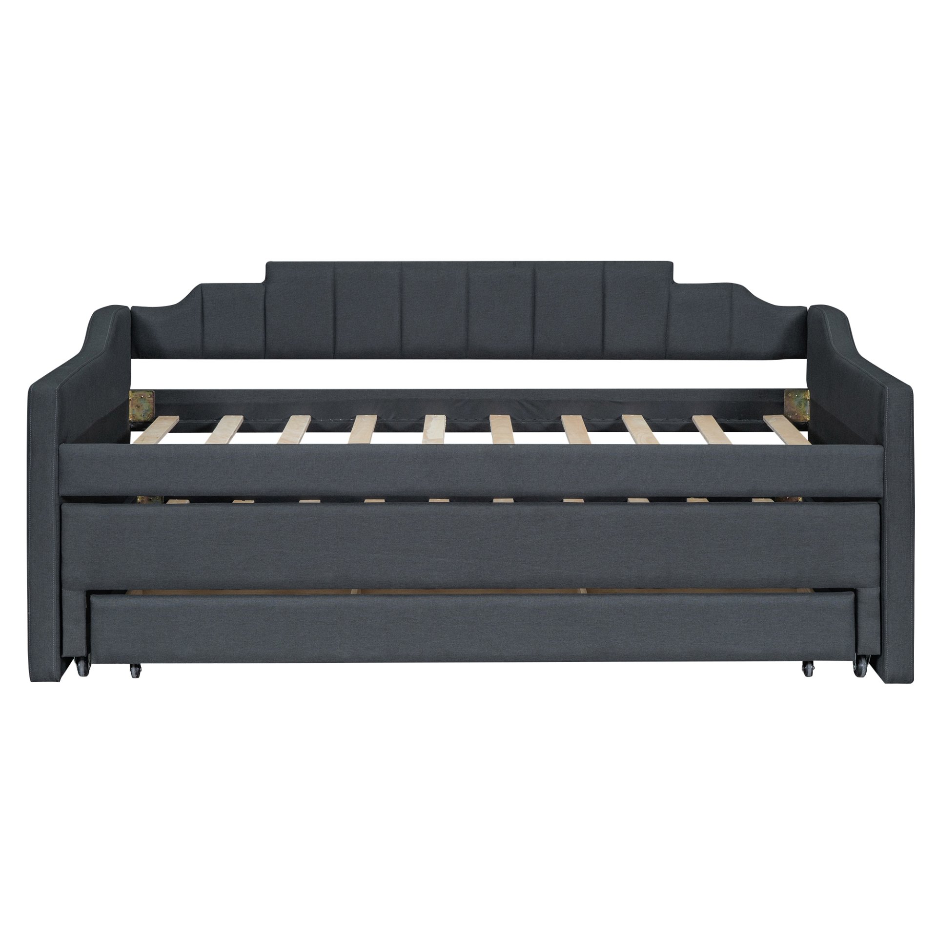 Twin Size Upholstered Daybed With Trundle And 3 Drawers - Gray - Image 10