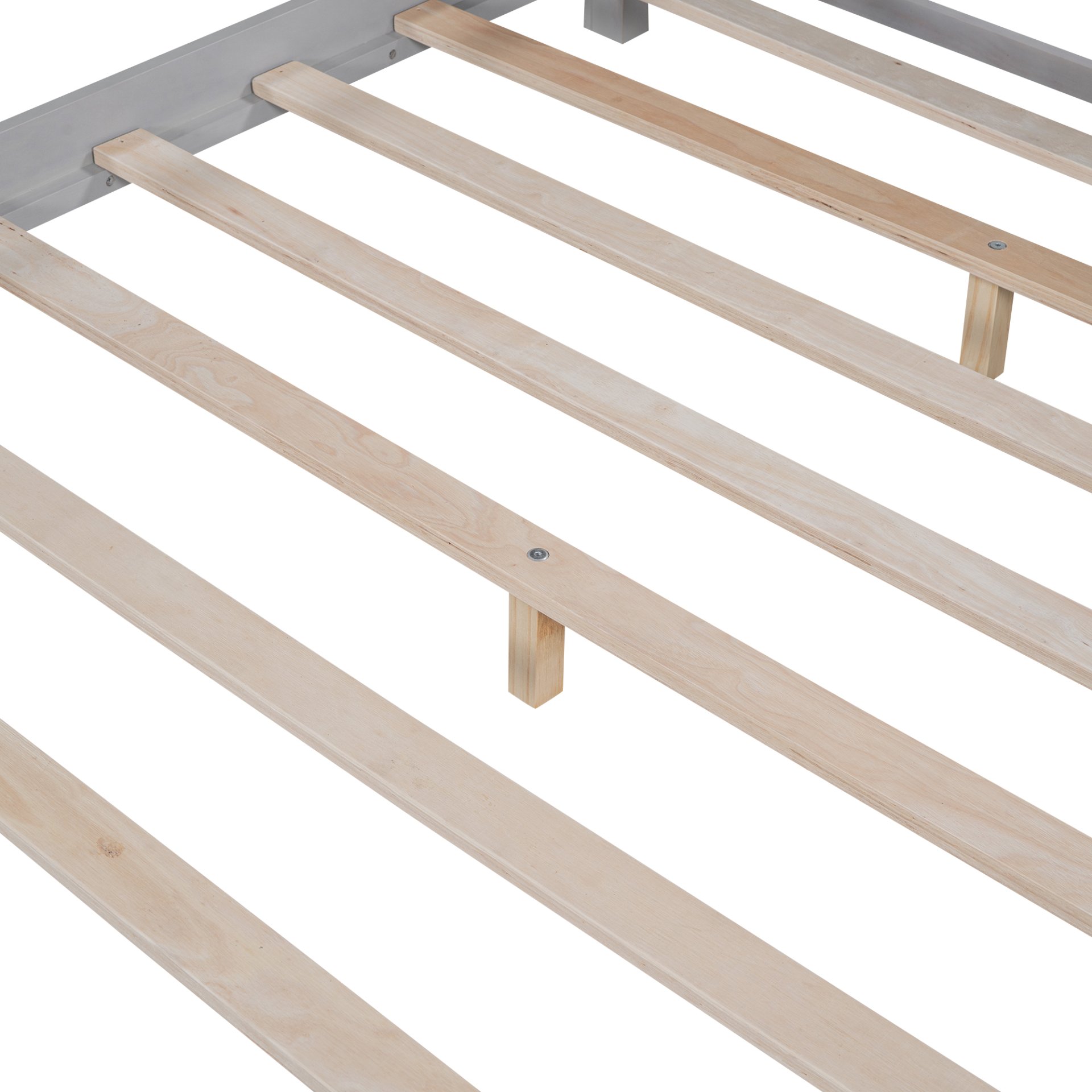 Full Size Platform Bed With LED Light, Storage Headboard And Guardrail - Antique Gray - Image 14