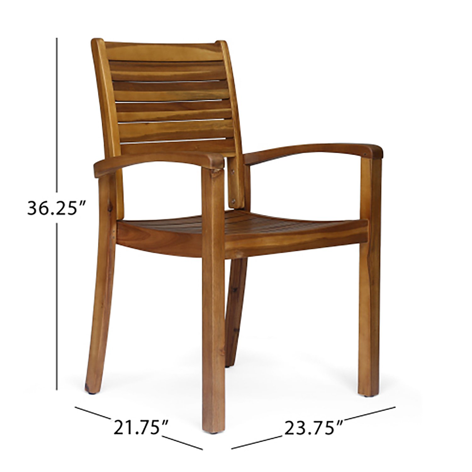 Outdoor Dining Chair, Stacking Design For Patio - Acacia Wood - Image 3