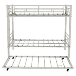 Twin Over Twin Bunk Bed With Noise Reduction And Safety Guardrail - Silver