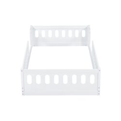 Twin Size Platform Bed With Guardrail - White