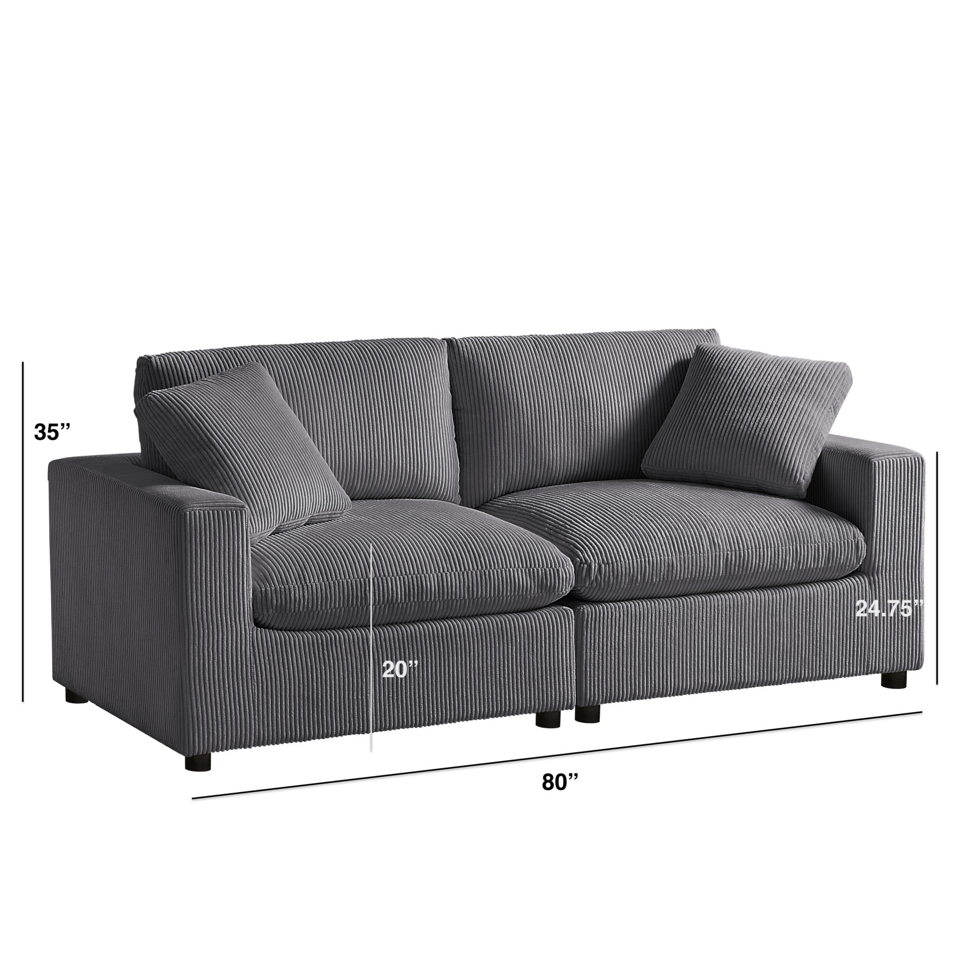 Chelsea - Modular 2 Piece Sofa - Charcoal - Image 3