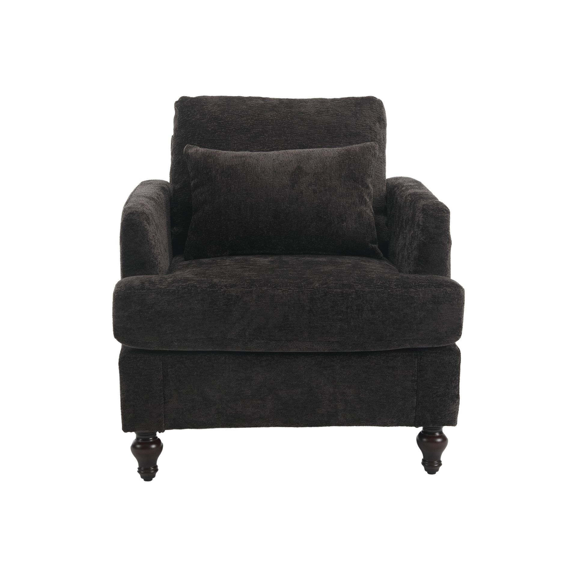 Modern Accent Chair Lounge Chair Chenille Tufted Club Chair Mid Century Arm Chair With Solid Wood Frame - Black - Image 15