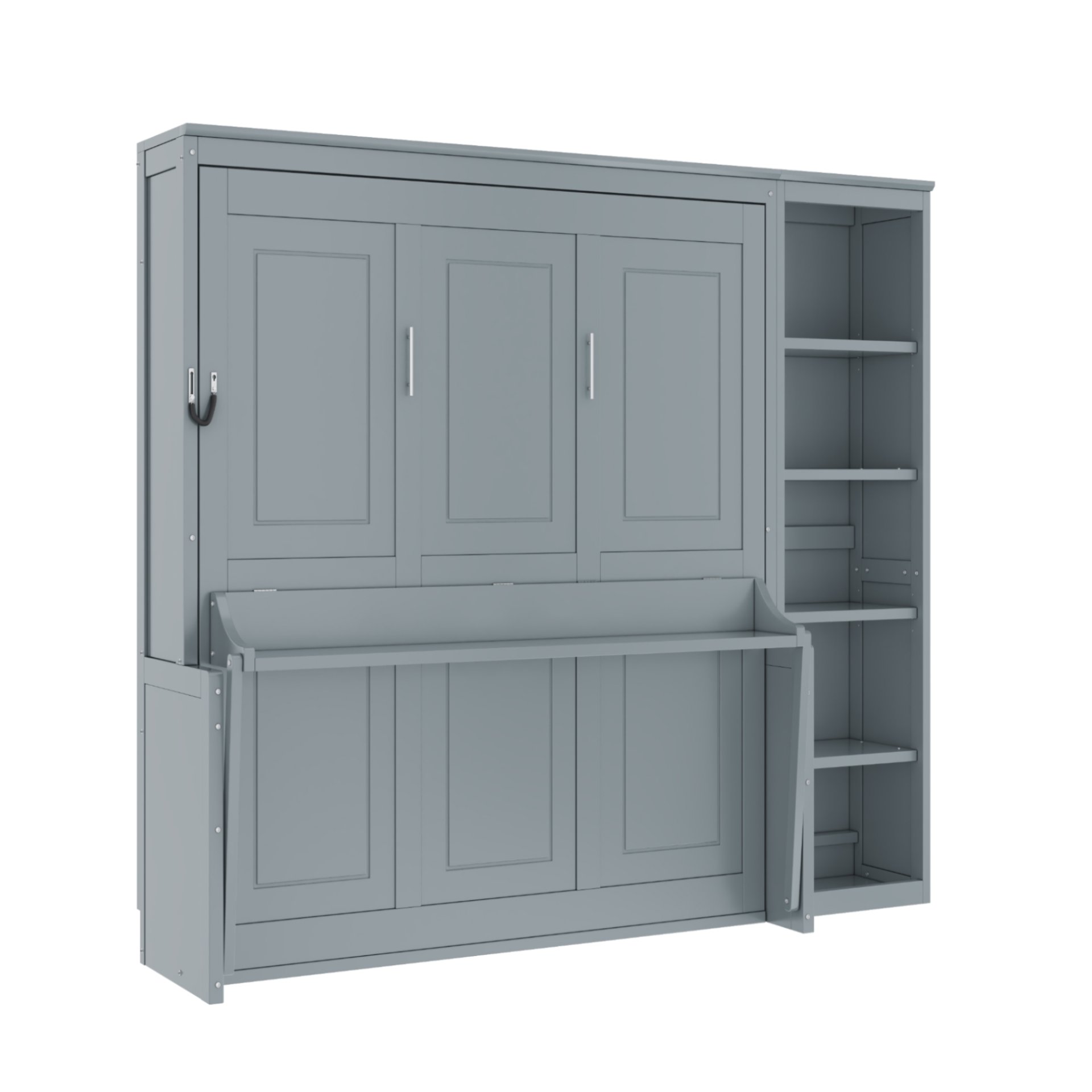 Full Size Murphy Bed With Desk And Bookshelf - Gray - Image 10