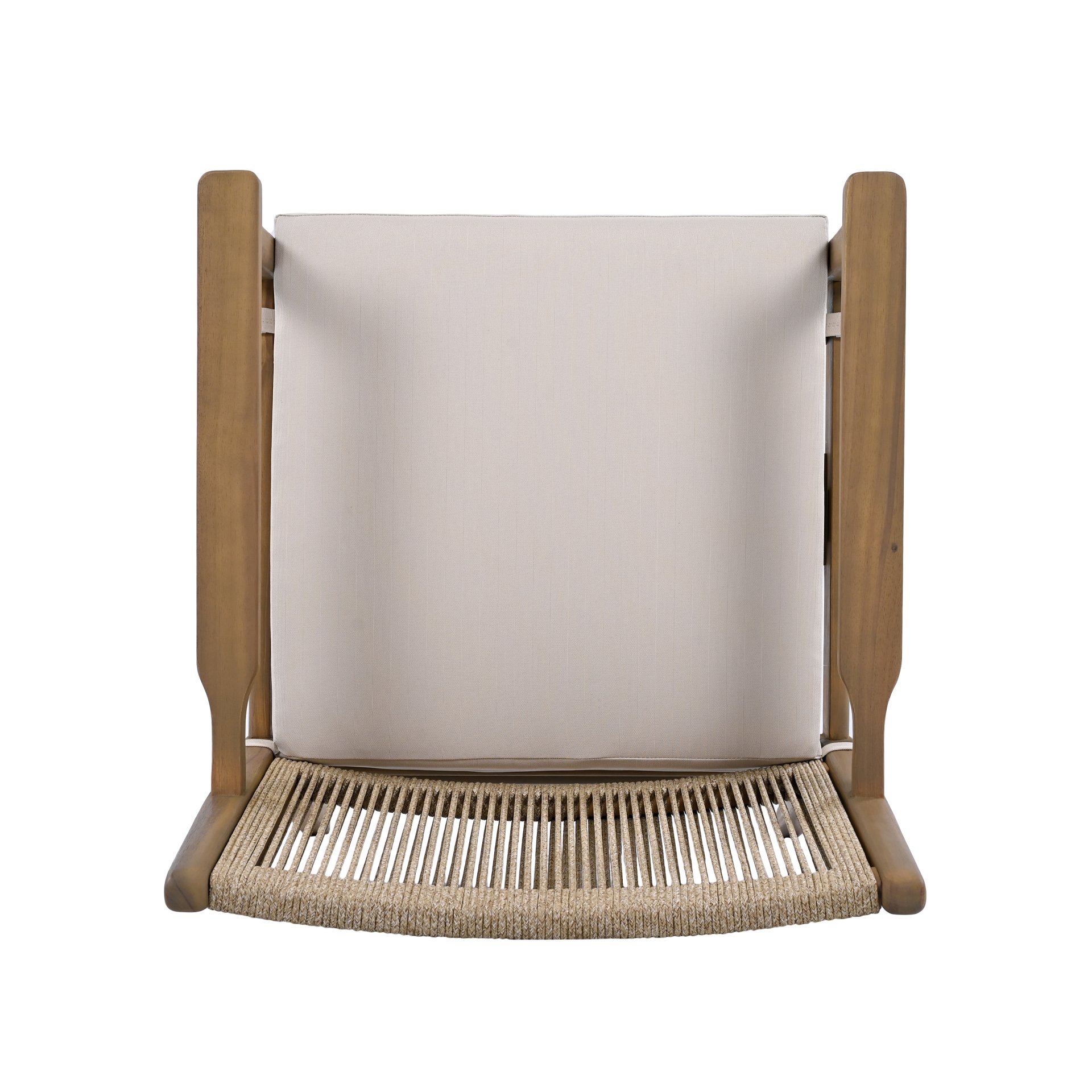 Outdoor Dining Chairs, Patio Armchair With Rope Design Back (Set of 2) - Light Brown - Image 11