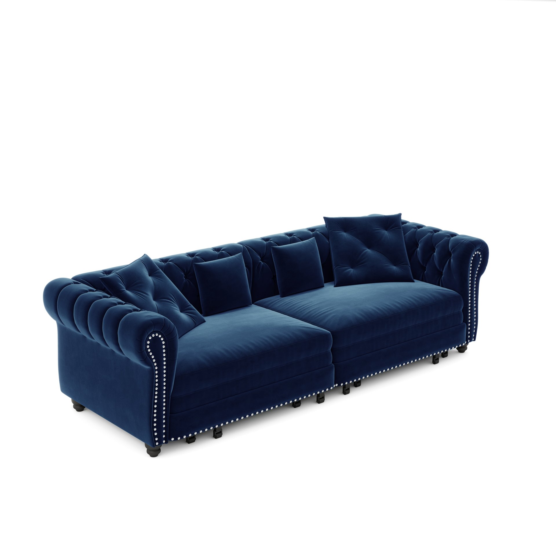 3 In 1 Pull Out Sofa Bed, Convertible Sleeper Sofa Bed, 3 Seater Sofa With Movable Ottoman - Blue - Image 19