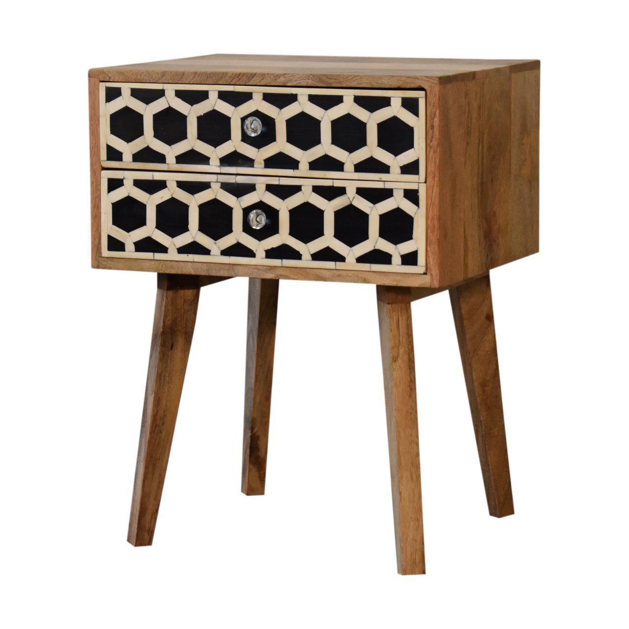 Inlay - Bone Scandi Bedside Table - Oak - Image 3